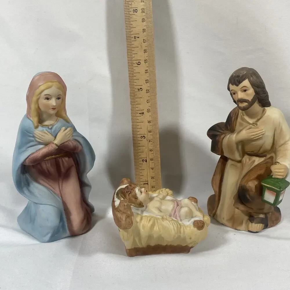 Homco Nativity Sets 5216 9 Piece & 5552 3 Piece Porcelain Bisque Complete W/Foam